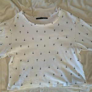 Palm Trees White Crop Top